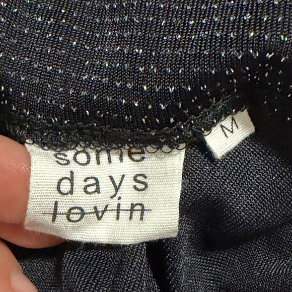 Somedays Lovin black shimmer cutout mini dress metallic sparkle  Medium - Picture 6 of 10
